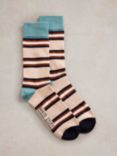 White Stuff Colour Block Socks, Nat Mlt