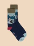 White Stuff Cotton Blend Gone Fishing Novelty Socks, Navy/Multi