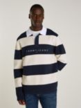 Tommy Jeans Polo Collar Stripe Organic Cotton Sweatshirt, Dark Night Navy