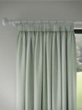 John Lewis Textured Weave Recycled Polyester Pair Blackout/Thermal Lined Pencil Pleat Curtains, Light Green