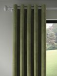 John Lewis Velvet Pair Lined Eyelet Curtains, Avocado