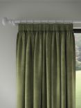 John Lewis Velvet Pair Lined Pencil Pleat Curtains, Avocado