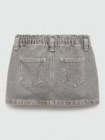 Mango Kids' Cotton Denim Skirt, Open Grey