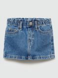 Mango Kids' Cotton Denim Skirt, Mid Blue