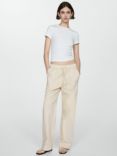 Mango Suki Elastic Waist Trousers, Cream