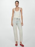 Mango Blanca Straight Cropped Jeans, Washed Blue