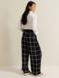 Phase Eight Aspen Check Wide Leg Trousers, Black/Ivory