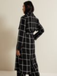 Phase Eight Aspen Check Drape Coat, Black/Ivory