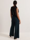 Phase Eight Petite Arabella Wide Leg Trousers, Dark Green