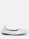 HUSH Ruby Leather Ruched Ballet Flats, Silver