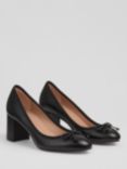 L.K.Bennett Juliette Leather Heeled Ballerina Courts, Black