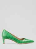 L.K. Bennett Ava Croc Effect Leather Court Shoes, Green