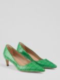 L.K. Bennett Ava Croc Effect Leather Court Shoes, Green