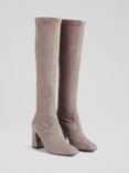 L.K. Bennett Carter Stretch Suede Knee High Boots, Grey