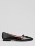 L.K.Bennett Demi Leather Crystal Button Strap Flats