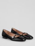 L.K.Bennett Demi Leather Crystal Button Strap Flats