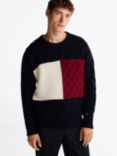 Tommy Hilfiger Wool Blend Cable Knit Flag Jumper, Fa Desert Sky