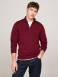 Tommy Hilfiger Pima Cotton Cashmere Blend Zip Neck Jumper, Fa Deep Rouge