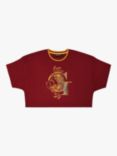 Fabric Flavours Harry Potter Gryffindor Crop Cotton T-Shirt, Burgundy