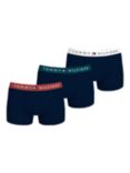 Tommy Hilfiger Cotton Trunks, Set of 3, Red/Mid Turquoise/White