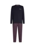 Tommy Hilfiger Long Sleeve Flannel Pyjama Set, Desert Sky/Check