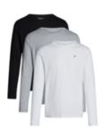 Tommy Hilfiger Long Sleeve T-Shirt, Pack of 3, White/Black/Grey