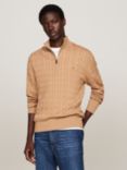 Tommy Hilfiger Cable Knit Zip Jumper, Safari Canvas