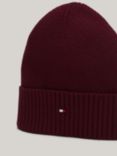 Tommy Hilfiger Flag Beanie Hat, One Size, Deep Rouge