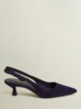 Hobbs Safia Suede Slingback Kitten Heel Court Shoes, Midnight