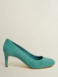 Hobbs Lizzie Suede Court Shoes, Deep Aqua Green