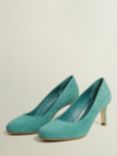 Hobbs Lizzie Suede Court Shoes, Deep Aqua Green