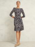 Hobbs Ginny Print Jersey Dress, Navy/Cream