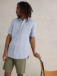 White Stuff Pembroke Short Sleeve Linen Shirt, Chamb Blue