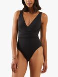 Accessorize Plunge Cross Over Shaping Swimsuit, Black