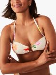 Accessorize Floral Bandeau Bikini Top, White