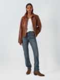 AND/OR Iris Boxy Leather Jacket, Tan