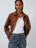 AND/OR Iris Boxy Leather Jacket, Tan