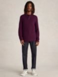 White Stuff Newport Henley Men's Merino Button Crew Jumper, Dk Plum