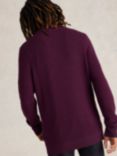 White Stuff Newport Henley Men's Merino Button Crew Jumper, Dk Plum