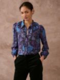 Brora Hydrangea Silk Blend Blouse, Ocean/Amethyst