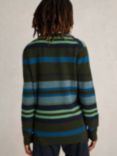 White Stuff Newport Merino Stripe Crew Jumper, Green/Multi