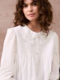 Brora Organic Cotton Embroidered Blouse, White