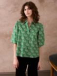 Brora Liberty Organic Cotton Blouse, Emerald Daisy