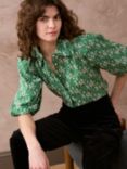 Brora Liberty Organic Cotton Blouse, Emerald Daisy