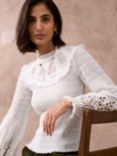 Brora Organic Cotton Shirred Blouse, White