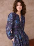 Brora Hydrangea Silk Blend Dress, Ocean/Amethyst