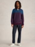 White Stuff Newport Men's Merino Jacquard Funnel Neck Jumper, Plum Mlt