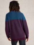 White Stuff Newport Men's Merino Jacquard Funnel Neck Jumper, Plum Mlt