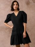 Brora Broderie Anglaise Organic Cotton Dress, Black