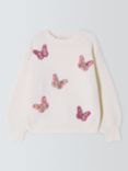 John Lewis Kids' Sequin Butterflies Jumper, Oatmeal